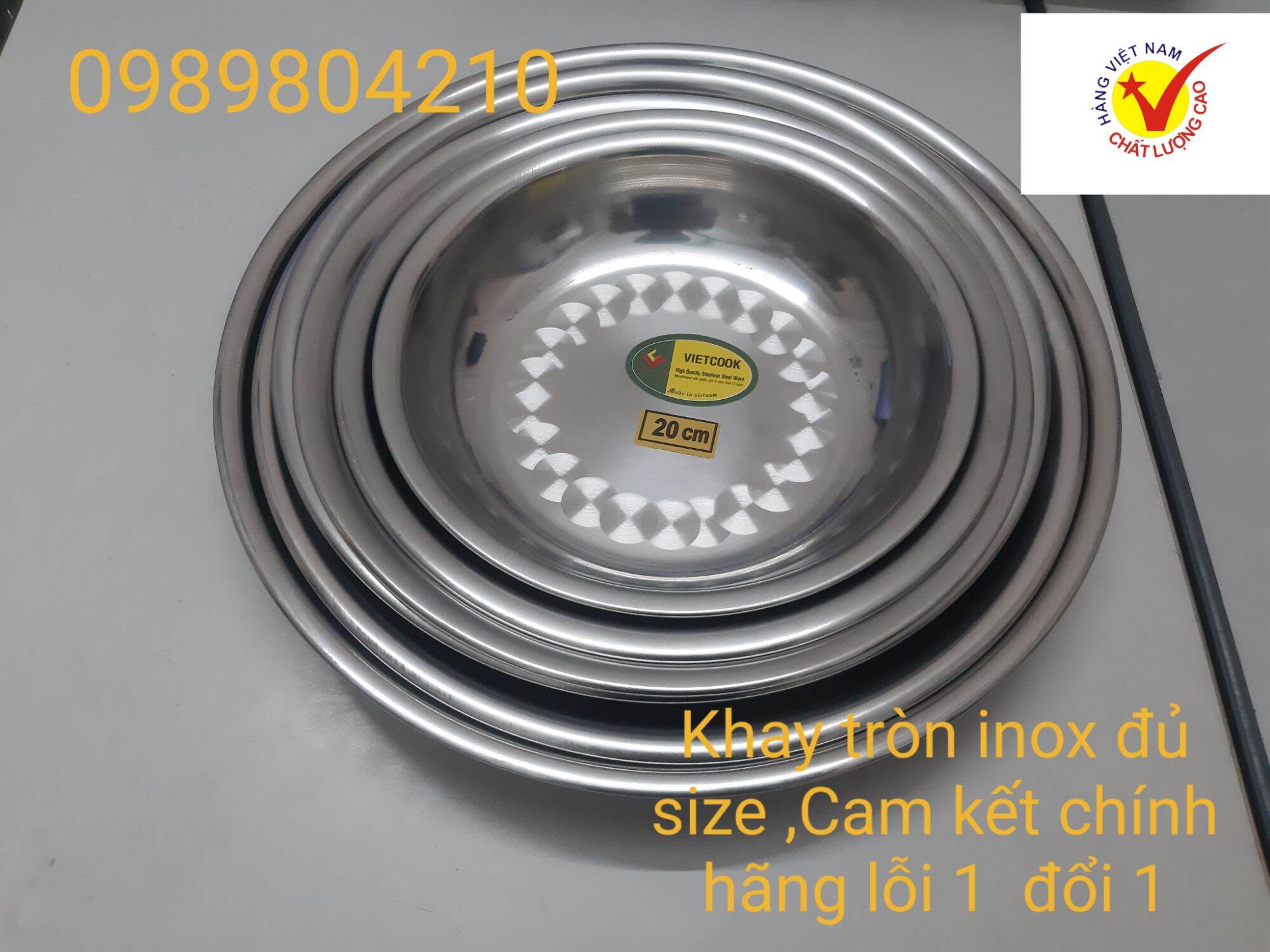 (Có video Sp)Khay tròn inox 20,22,24,26,28,30,đĩa inox,mâm inox size 20,22,24,26,28,30,Chính hãng