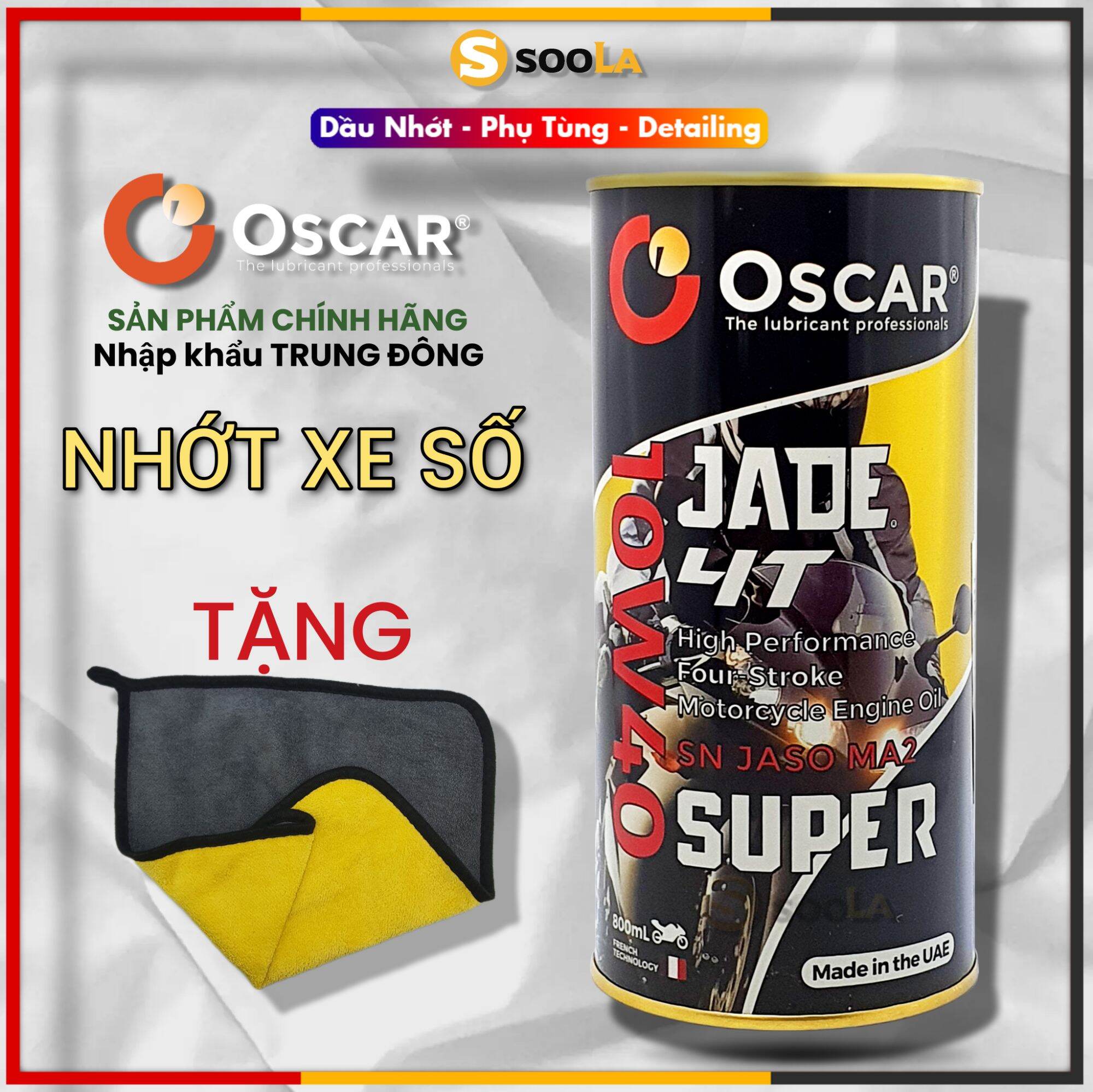 Nhớt xe số, xe côn cao cấp Oscar 10W40 SN Jade 4T 0.8 L Nhập khẩu thumbnail