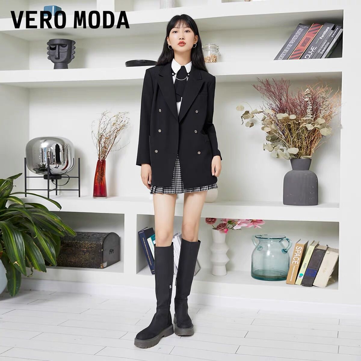 Áo vest/blazer dáng dài Vero Moda màu đen size L