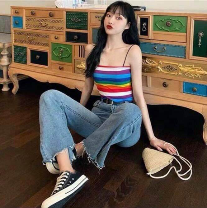 ❤💚💙💜Áo 2 dây 7 sắc cầu vồng chất thun cotton