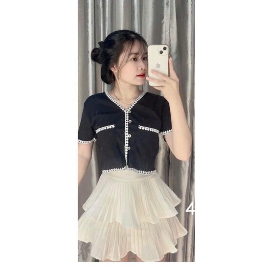 Áo kiểu ren 5 cúc vàng tiểu thư REN2