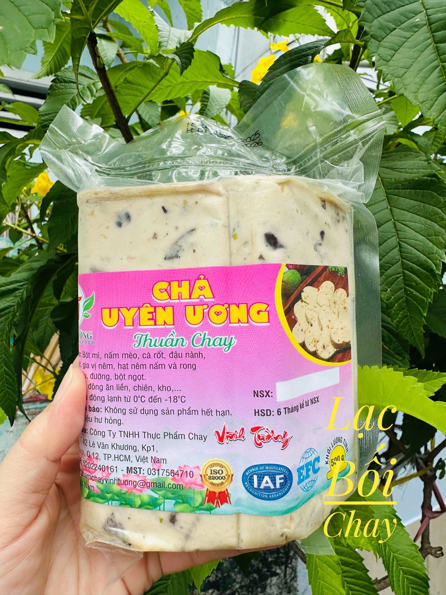 CHẢ CHAY UYÊN ƯƠNG VĨNH TƯỜNG THUẦN CHAY( CHẢ TRÁI TIM)/HÀNG LẠNH SHIP HỎA TỐC TRONG KHU VỰC TPHC/THC LẠC BỐI L