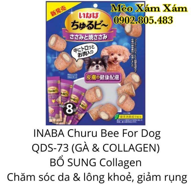 Snack Gà Mềm Chứa Sốt Inaba Churu Bee Snack Cho Chó gà collagen