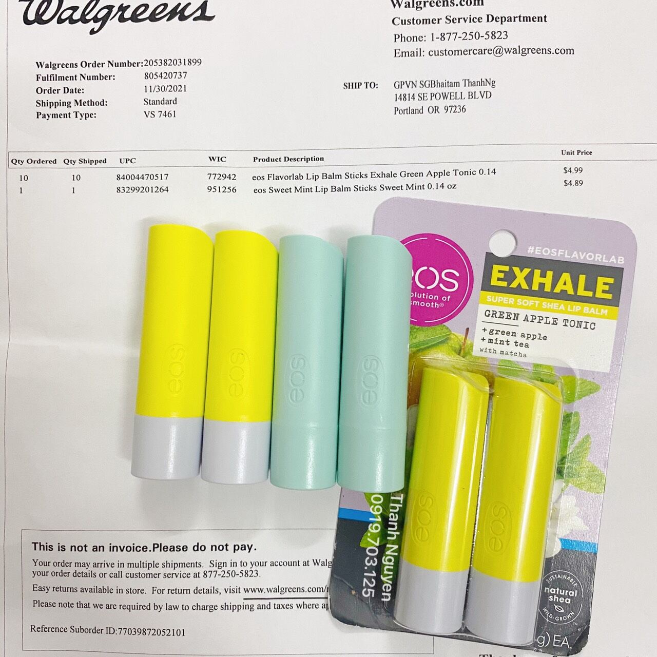 Son dưỡng Organic Eos- Bill Walgreens