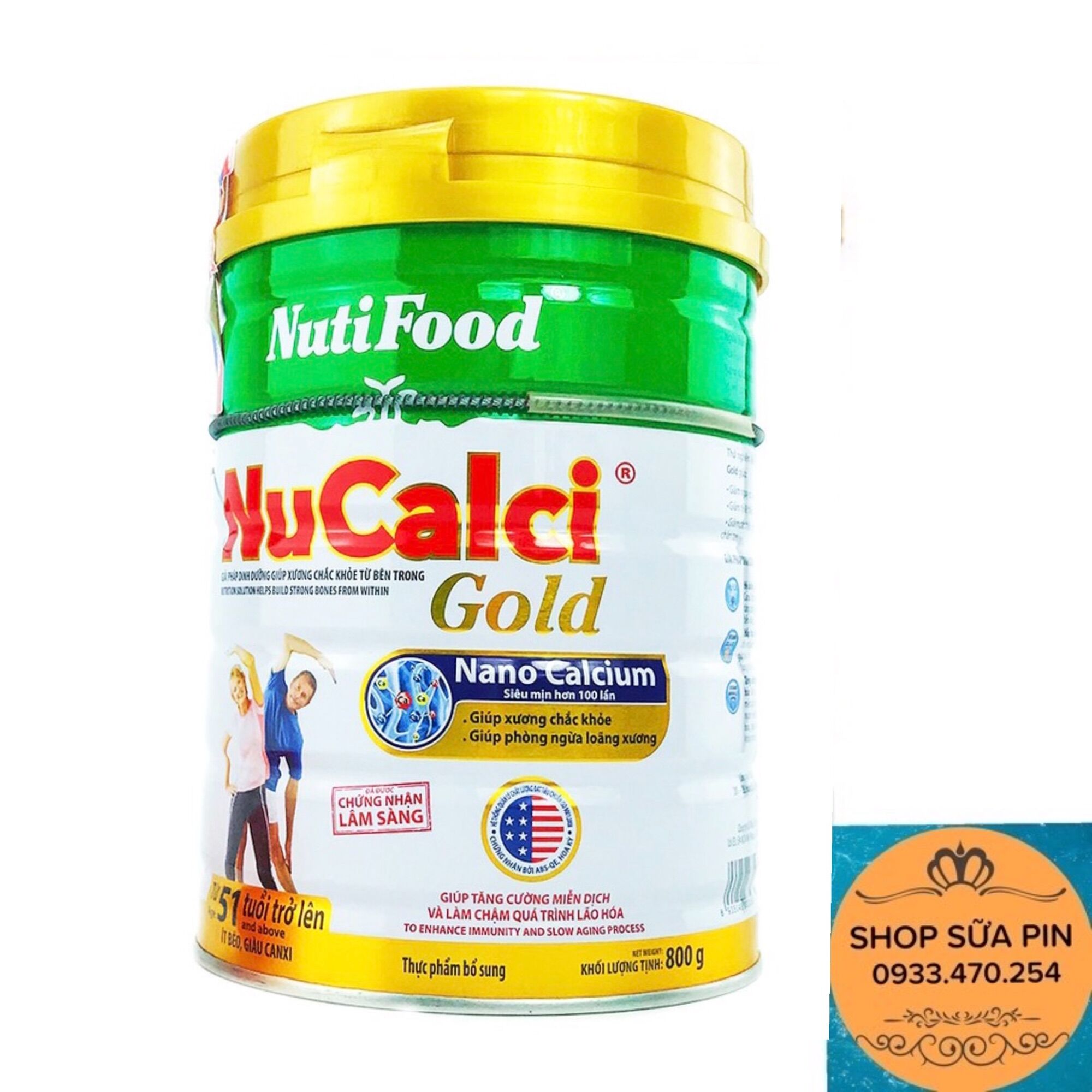 Sữa bột NuCalci Gold lon 800g (từ 51 tuổi trở lên)