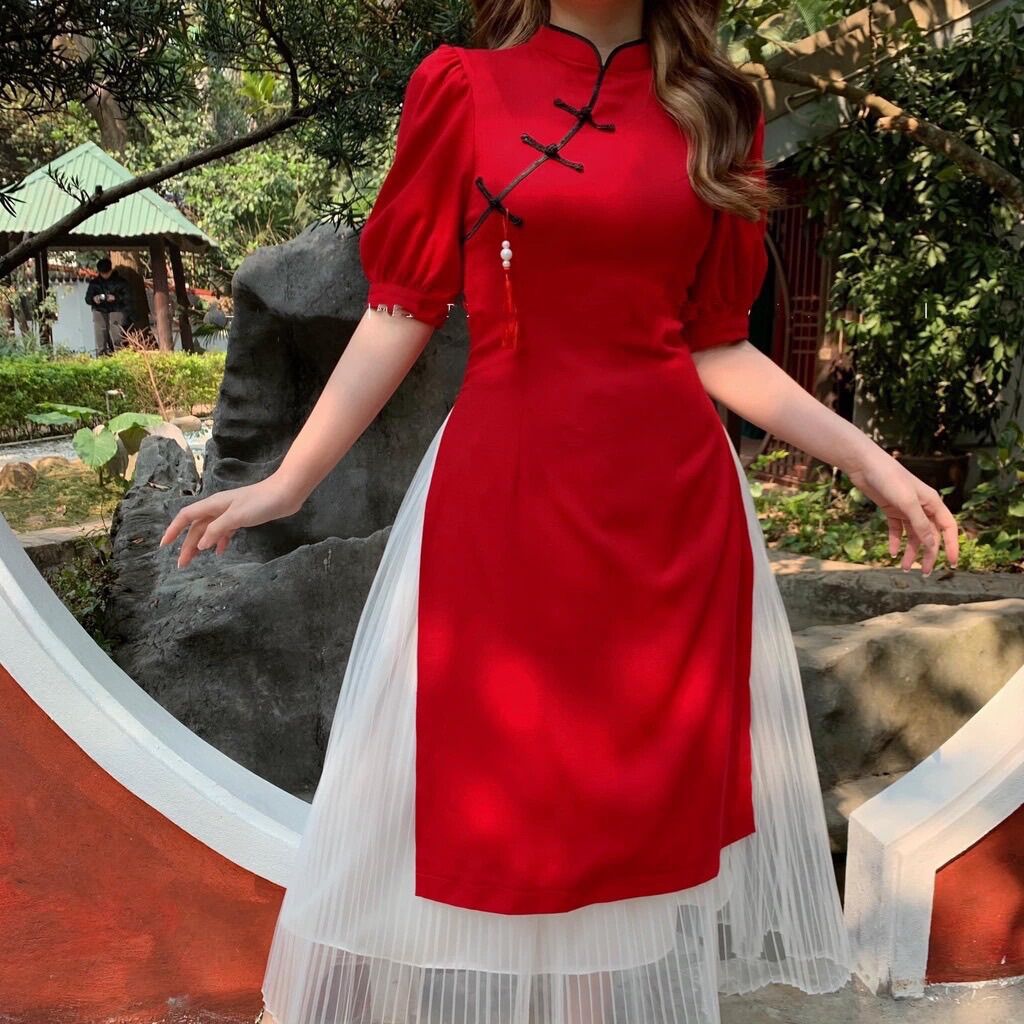 (SHOP BIGSIZE NỮ 50KG ĐẾN 90KG) set áo dài kèm chân váy