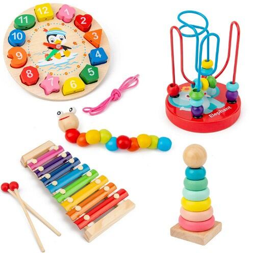 Bộ Đồ Chơi Gỗ 6 Món Cho bé, Combo 6 Món Đồ Chơi Gỗ