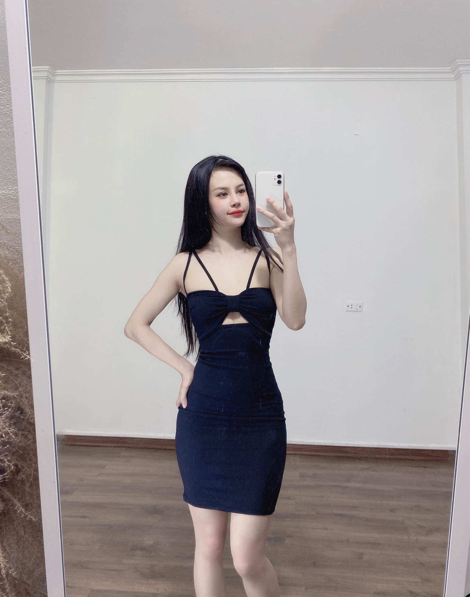 Đầm body sexy 2 dây thun gân