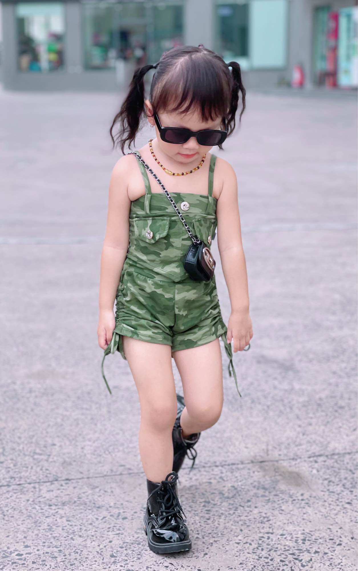 Set Lính 2 Dây Quần Đùi Xinh Bé Gái Cá Tính