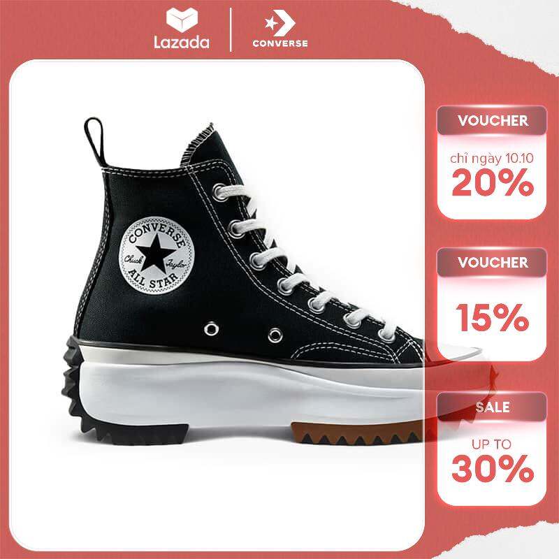 Converse Run Star Hike Canvas Platform Unisex Sneakers - Black/White/Gum