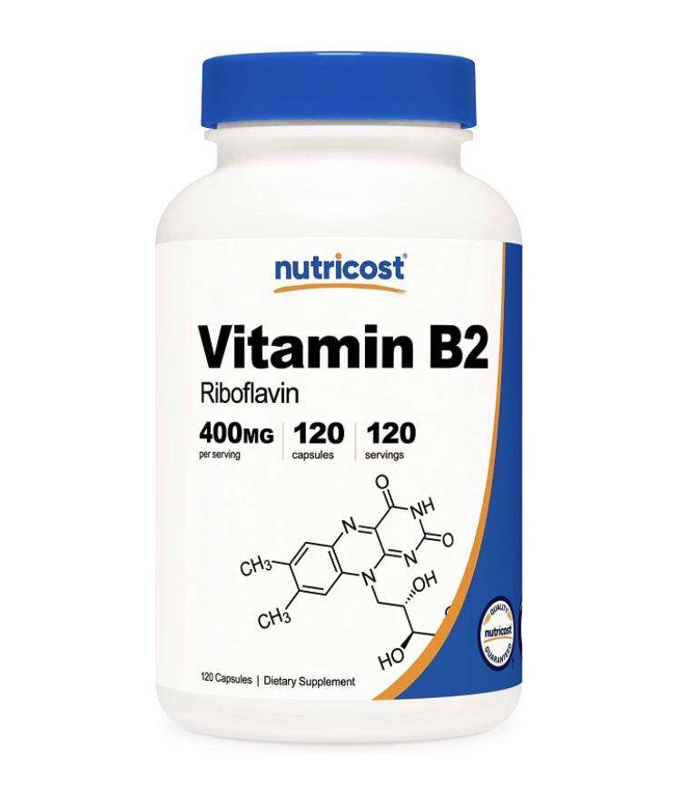 Vitamin B2 liều cao không biến đổi gen Nutricost Vitamin B2 (Riboflavin) 400mg 120 viên USA