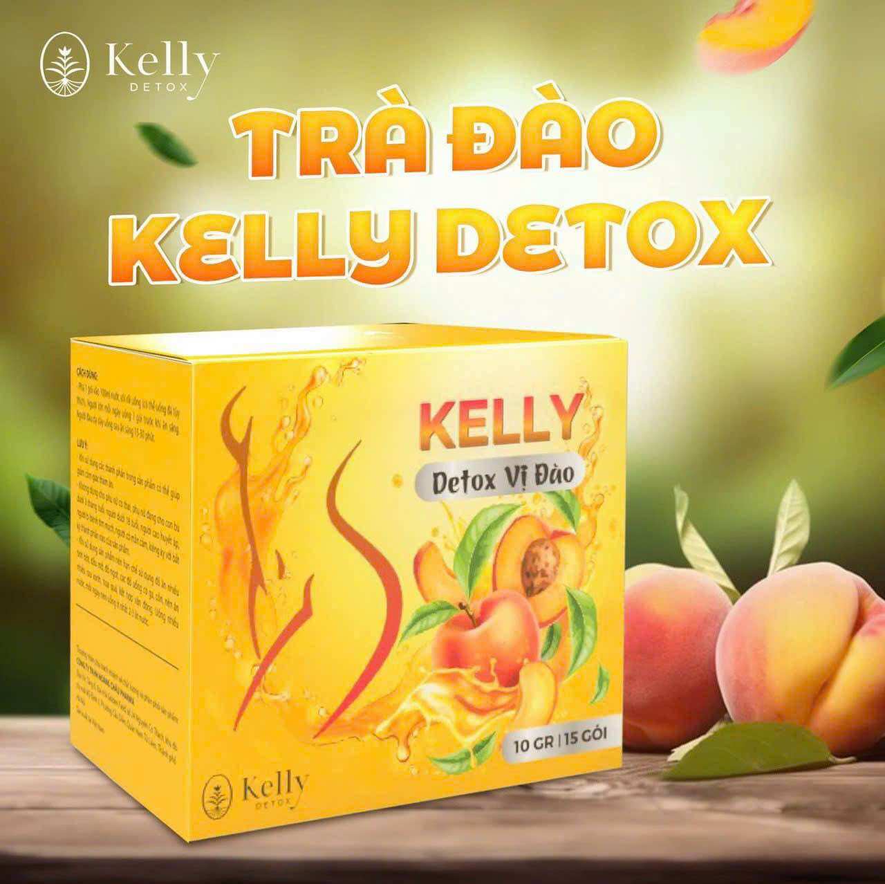 TRÀ ĐÀO GIẢM CÂN, Trà Kelly's vị Đào cải tiến mới  KELLY DETOX ( chính hãng)
