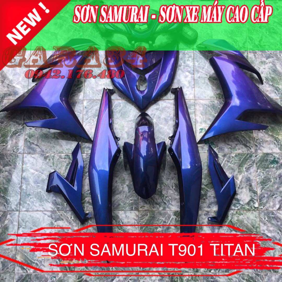 SƠN SAMURAI TITAN 3D XANH TÍM T901 (NỀN ĐEN MỚI LÊN MÀU)