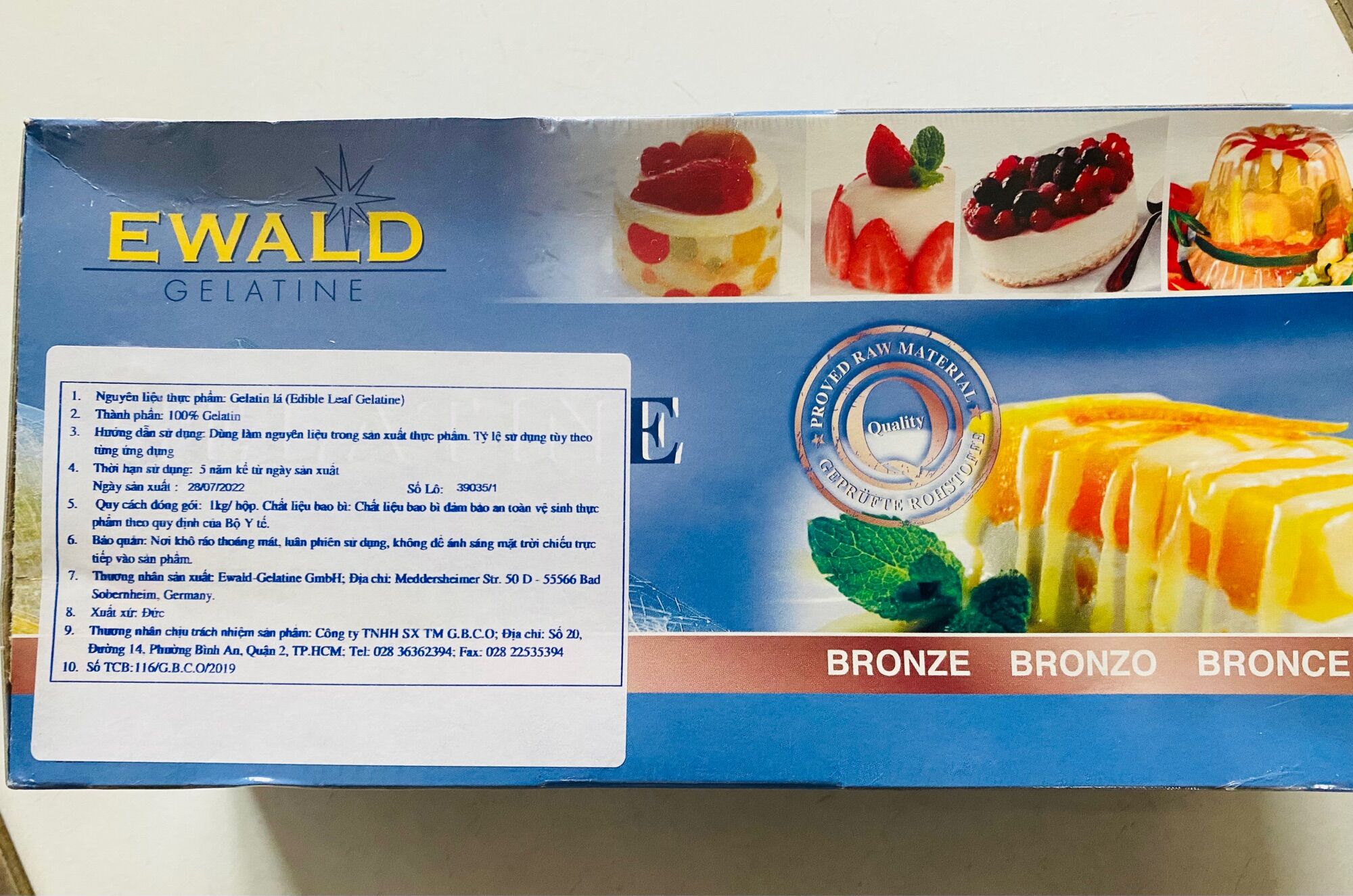 Gelatin lá Ewald của Đức (1 lá)
