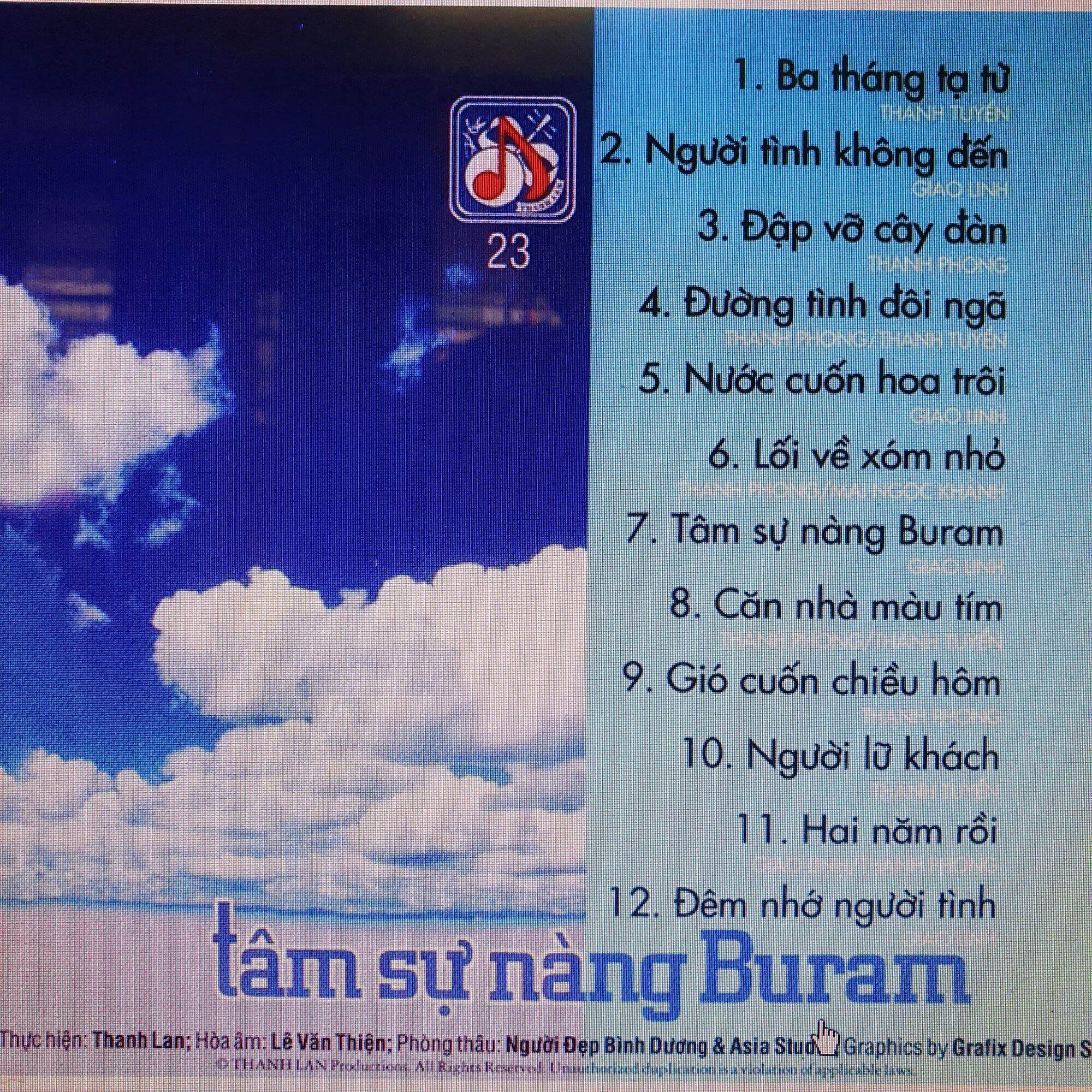 Đĩa MD Tâm Sự Nàng Buram - Đĩa chỉ dùng cho đầu máy MD