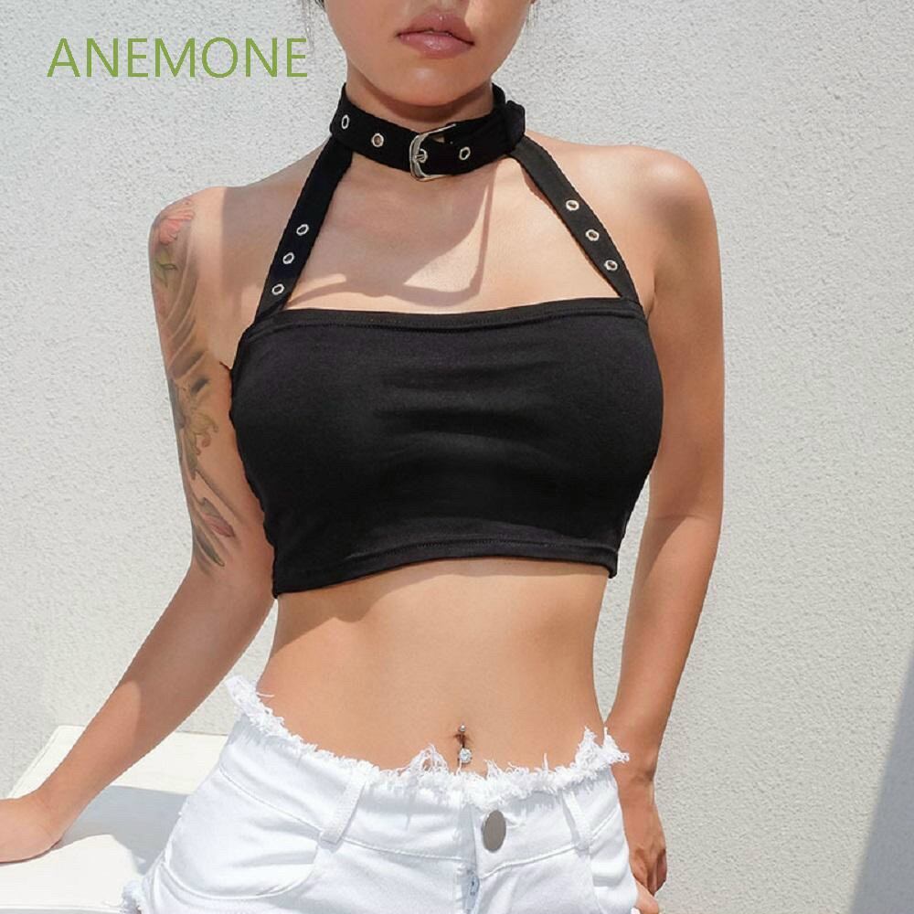 Áo ống croptop phối chocker cá tính