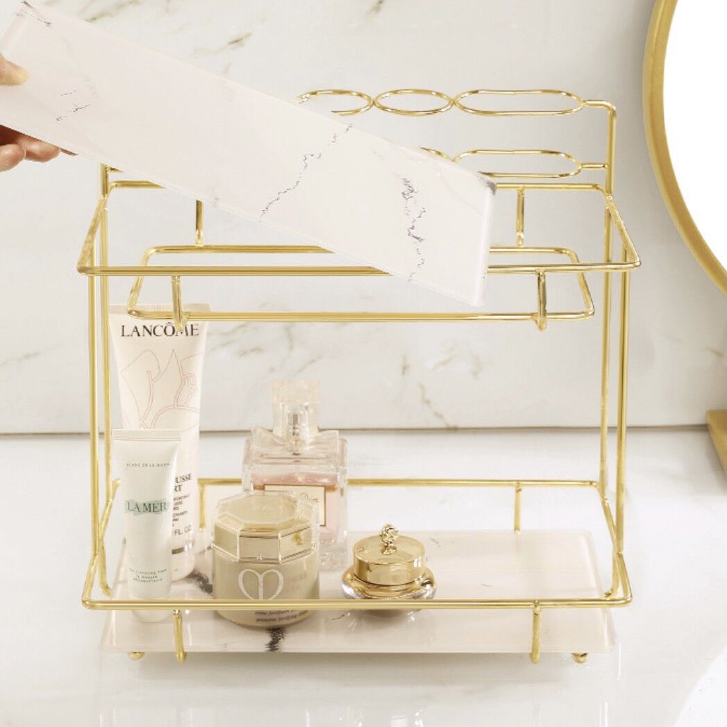 kệ mỹ phẩm gold 2 tầng