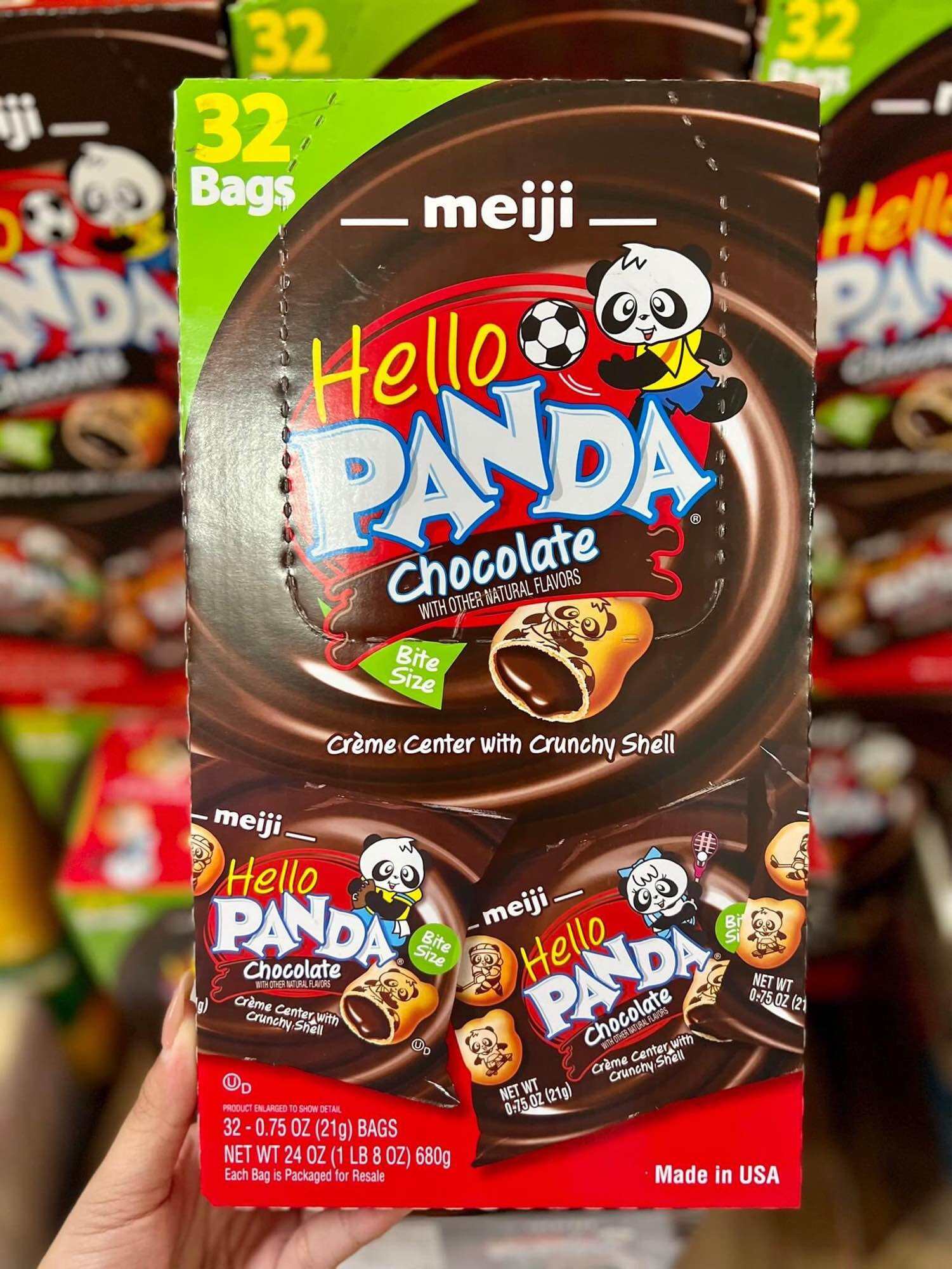 Bánh gấu Panda Meiji Hello Chocolate Mỹ hộp 680g-32 gói nhỏ