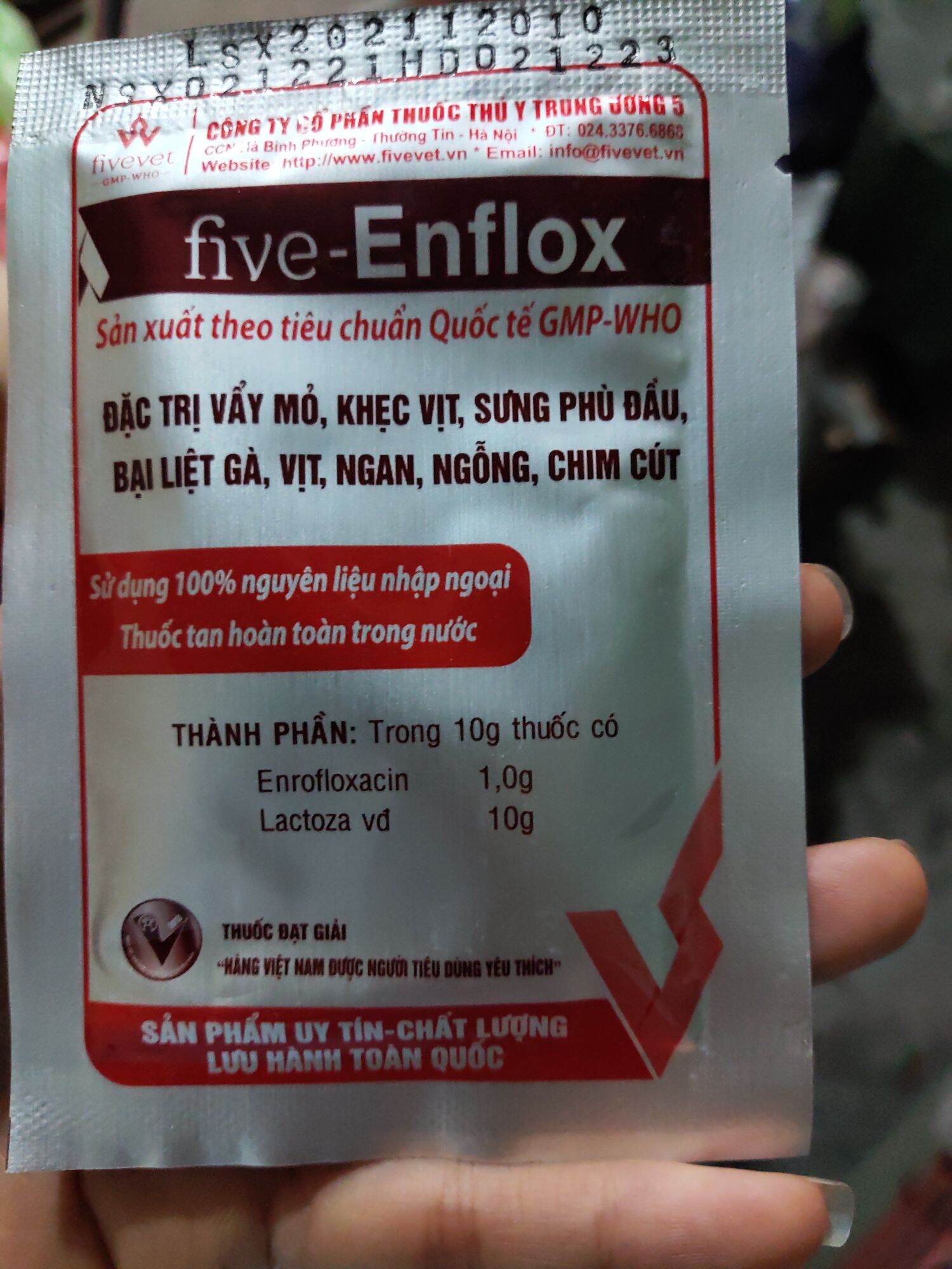 Five_Efloc trị sưng phù đầu ngan, gà, vịt