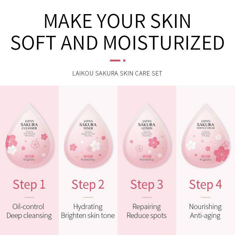 🌸 SET 4 CHĂM SÓC DA CHIẾT XUẤT HOA ANH ĐÀO LAIKOU 🌸