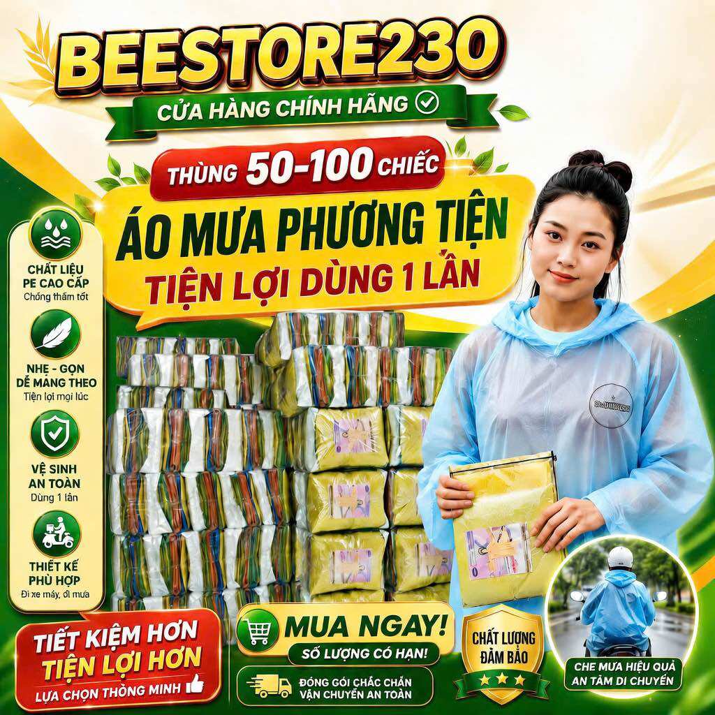 Wholesale Box of 50 Disposable Nilong Raincoats, Flexible Type with Elastic Sleeves Giá 189,000 Đồng*Miễn phí vận chuyển