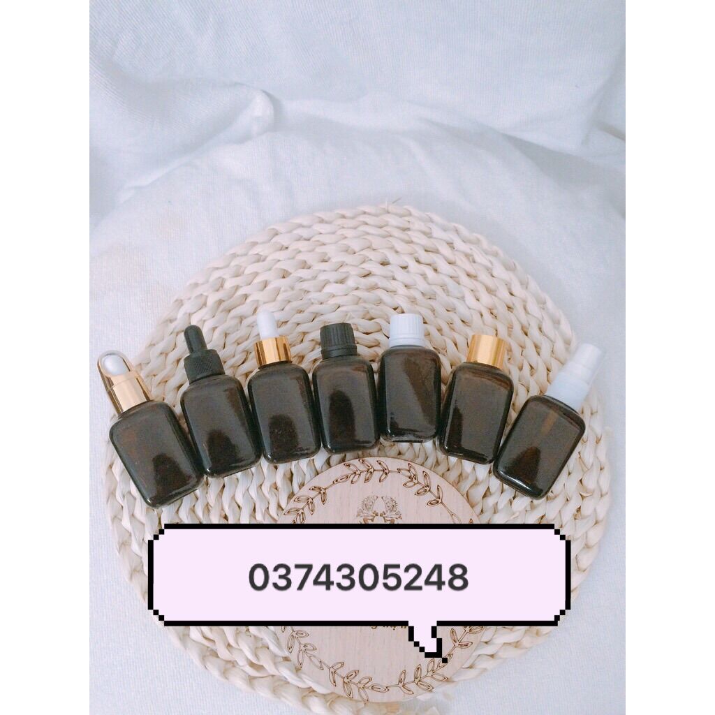 Lọ thuỷ tinh nâu vuông đầu bóp