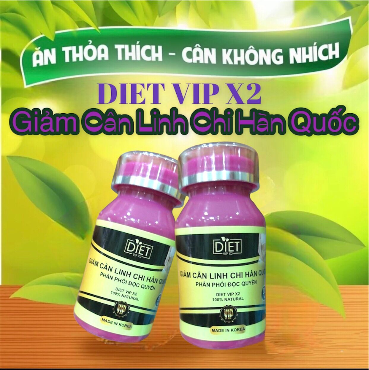 Giảm cân cấp tốc - giảm cân linh chi hàn quốc diet vip x2