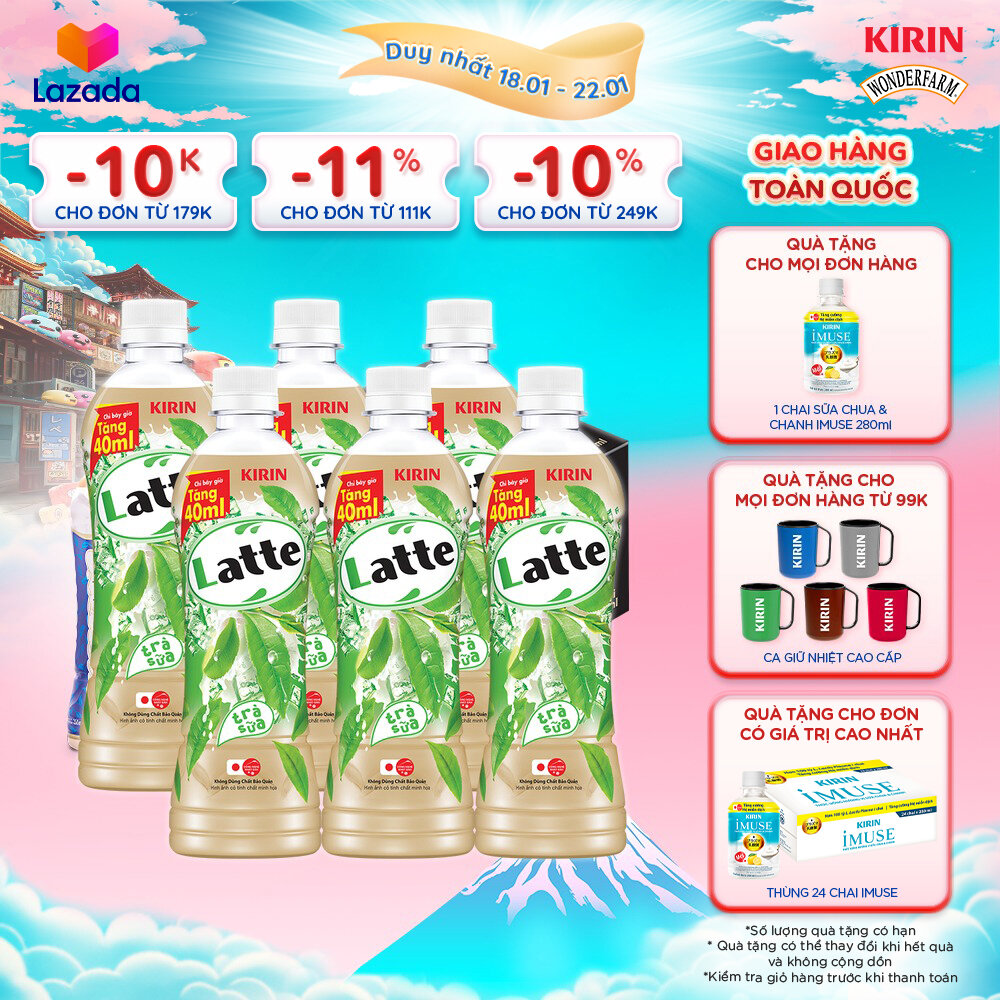   Duy nhất 25.02 - 28.02    Giao hàng toàn quốc  Lốc 6 - KIRIN Latte Trà Sữa 480ml 