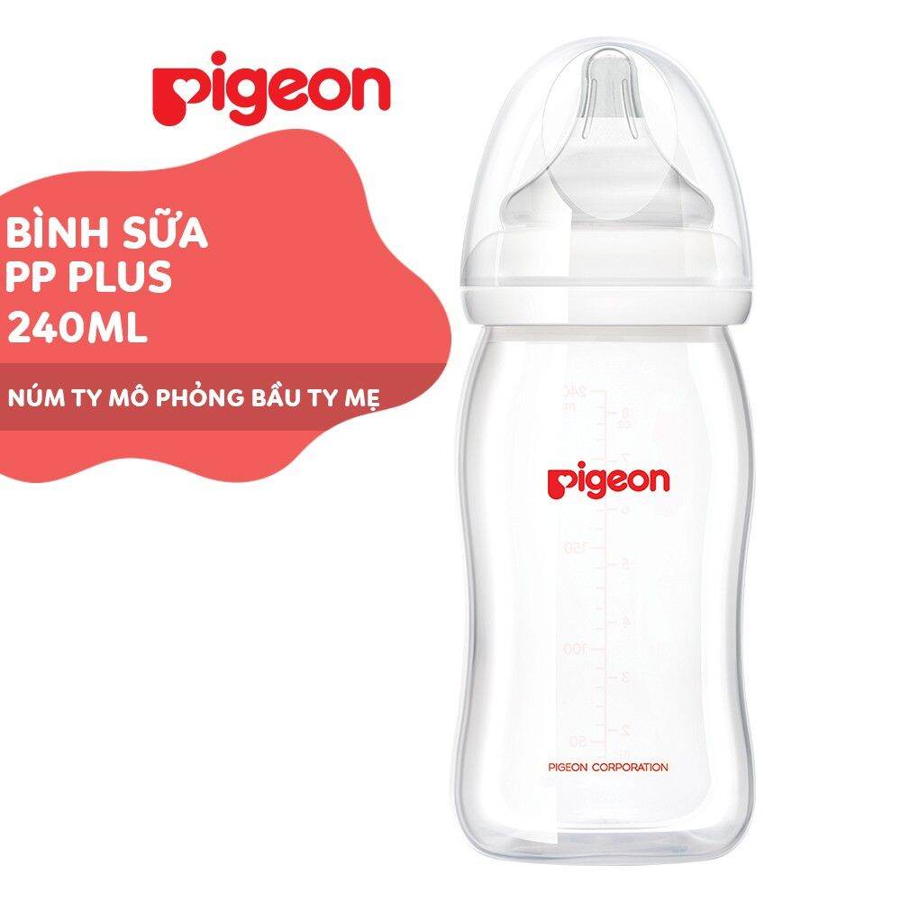 [HCM- Tặng thêm 1 núm ti ]Bình sữa pigeon cổ rộng 240ml