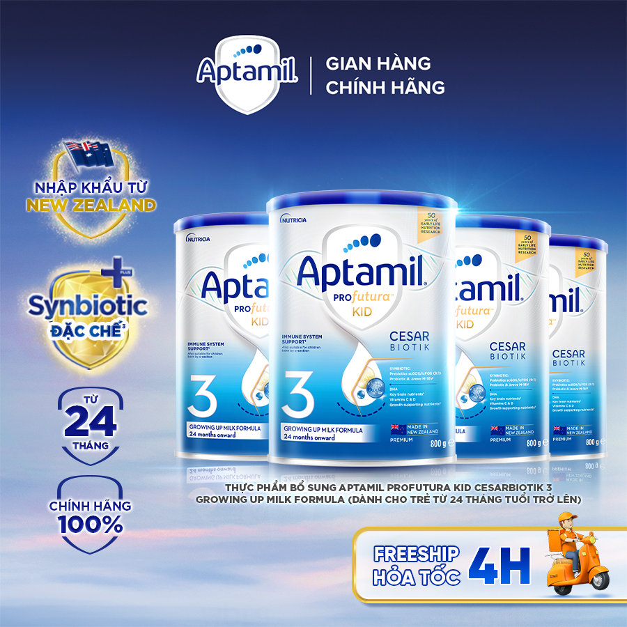[MUA LÀ CÓ QUÀ] CB 4 Sữa bột Aptamil Profutura Kid Cesarbiotik New Zealand số 3 - Synbiotic độc quyền dành cho bé từ 2 đến 6 tuổi