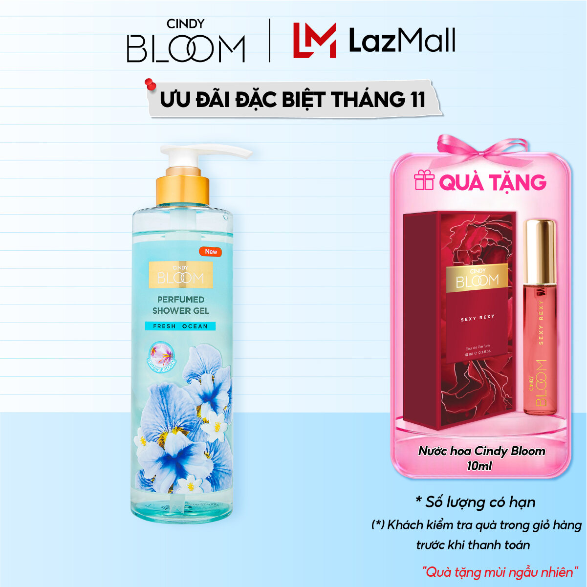 Sữa Tắm Hương Nước Hoa Cindy Bloom Fresh Ocean Năng Động Trẻ Trung 640g Chính Hãng