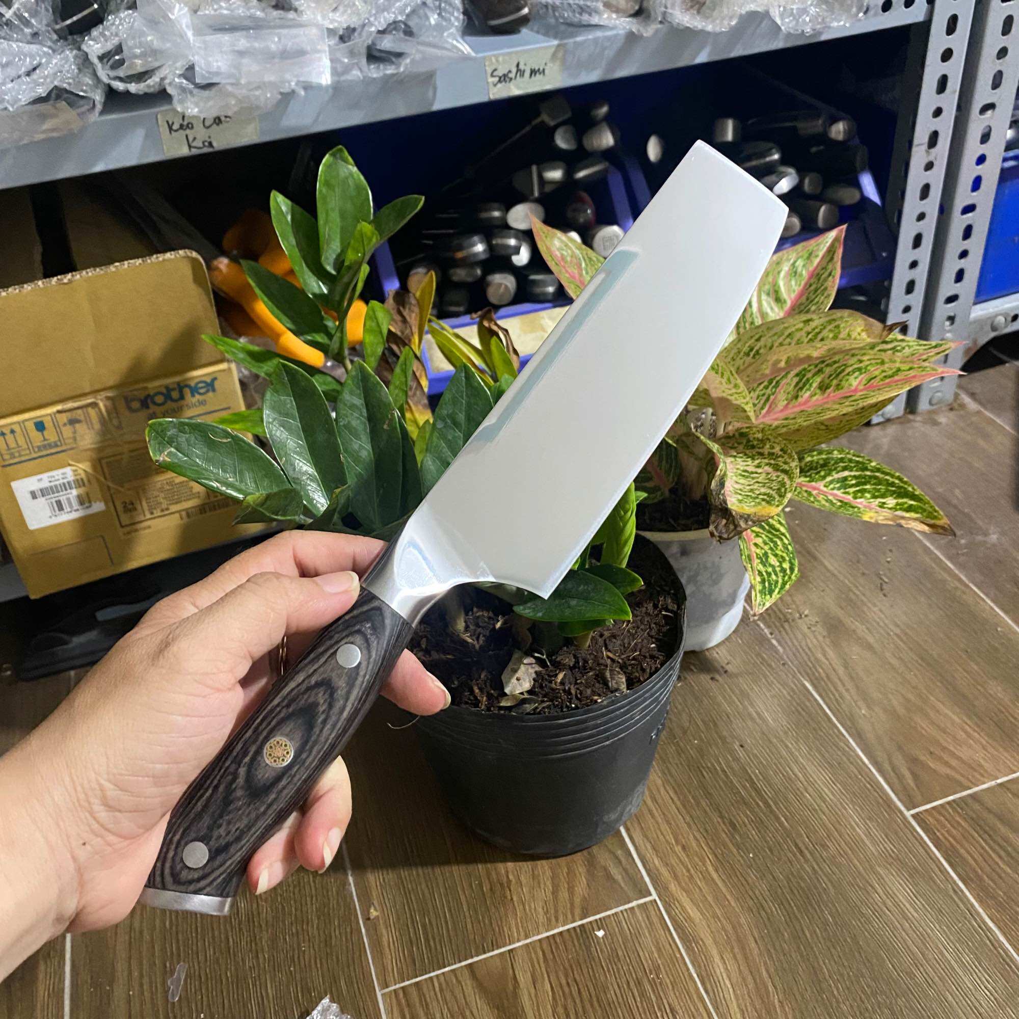 Dao bếp thái lọc thịt cá Đức cán gỗ 34cm