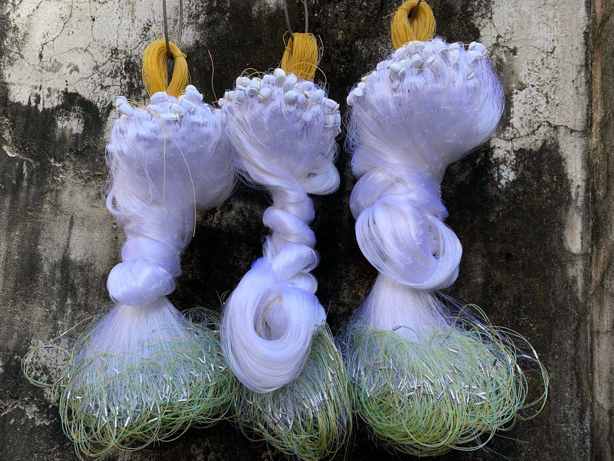 Lưới 3 màng đánh cá 8phân ,10phân , 12phân sợi cước 20, dài 80m .! Lưới chuyên đánh chìm bắt cá lớn sông ao hồ.!