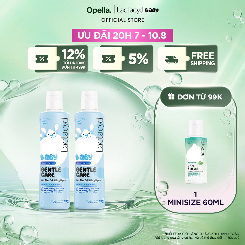 Bộ 2 chai Sữa Tắm Gội Trẻ Em Lactacyd Baby Gentle Care Bảo Vệ Dịu Nhẹ Cho Làn Da Nhạy Cảm 250ml/chai