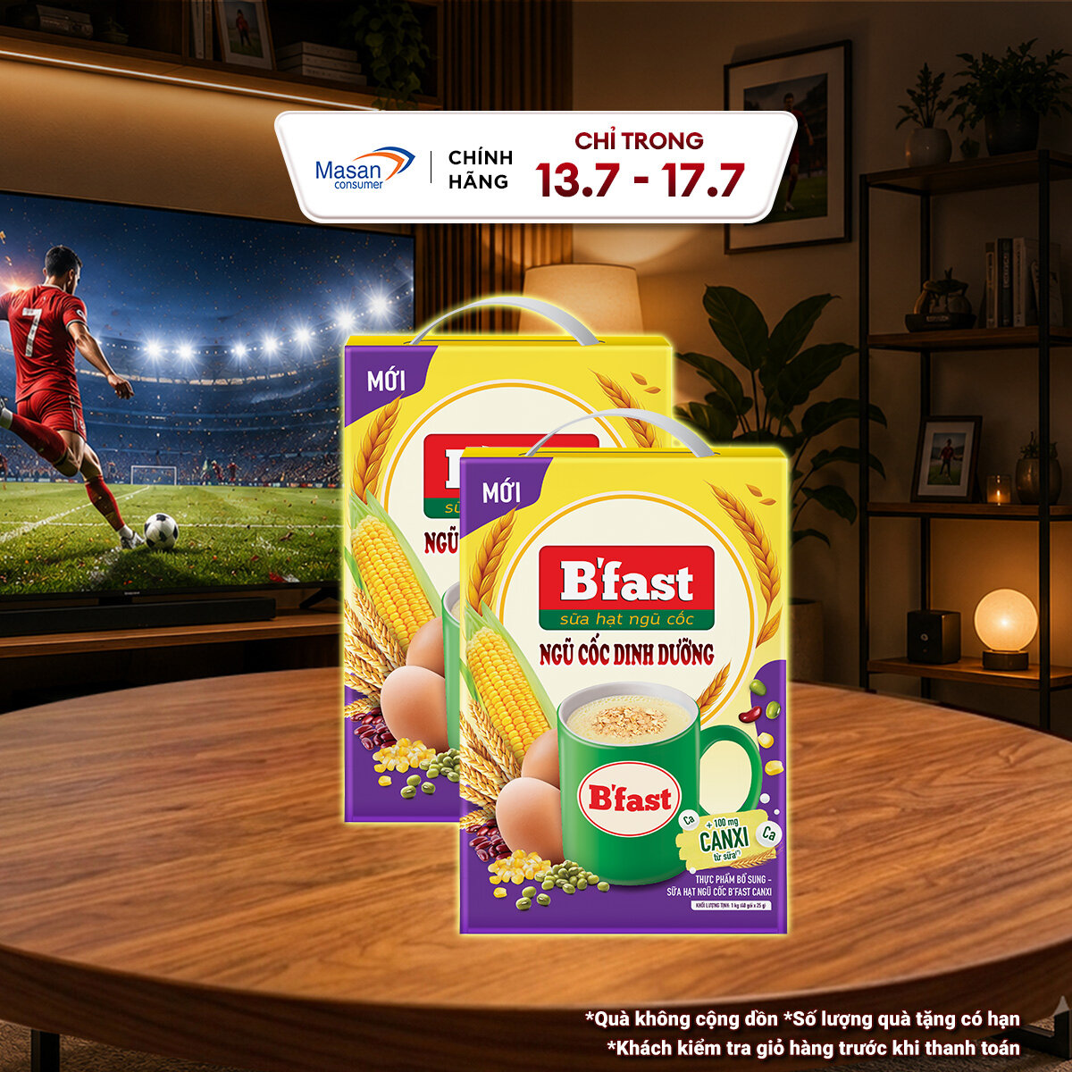 [Hàng tặng không bán]Thực phẩm bổ sung sữa hạt ngũ cốc B'fast Canxi hộp x 40gói x 25gr