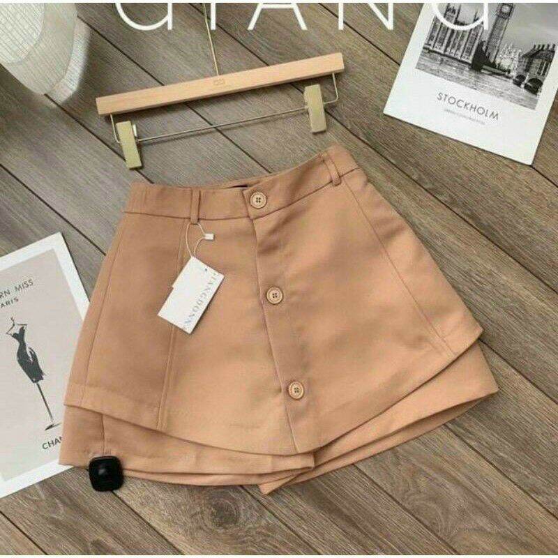 CHÂN VÁY KAKI NÚT PHỐI GIẢ QUẦN