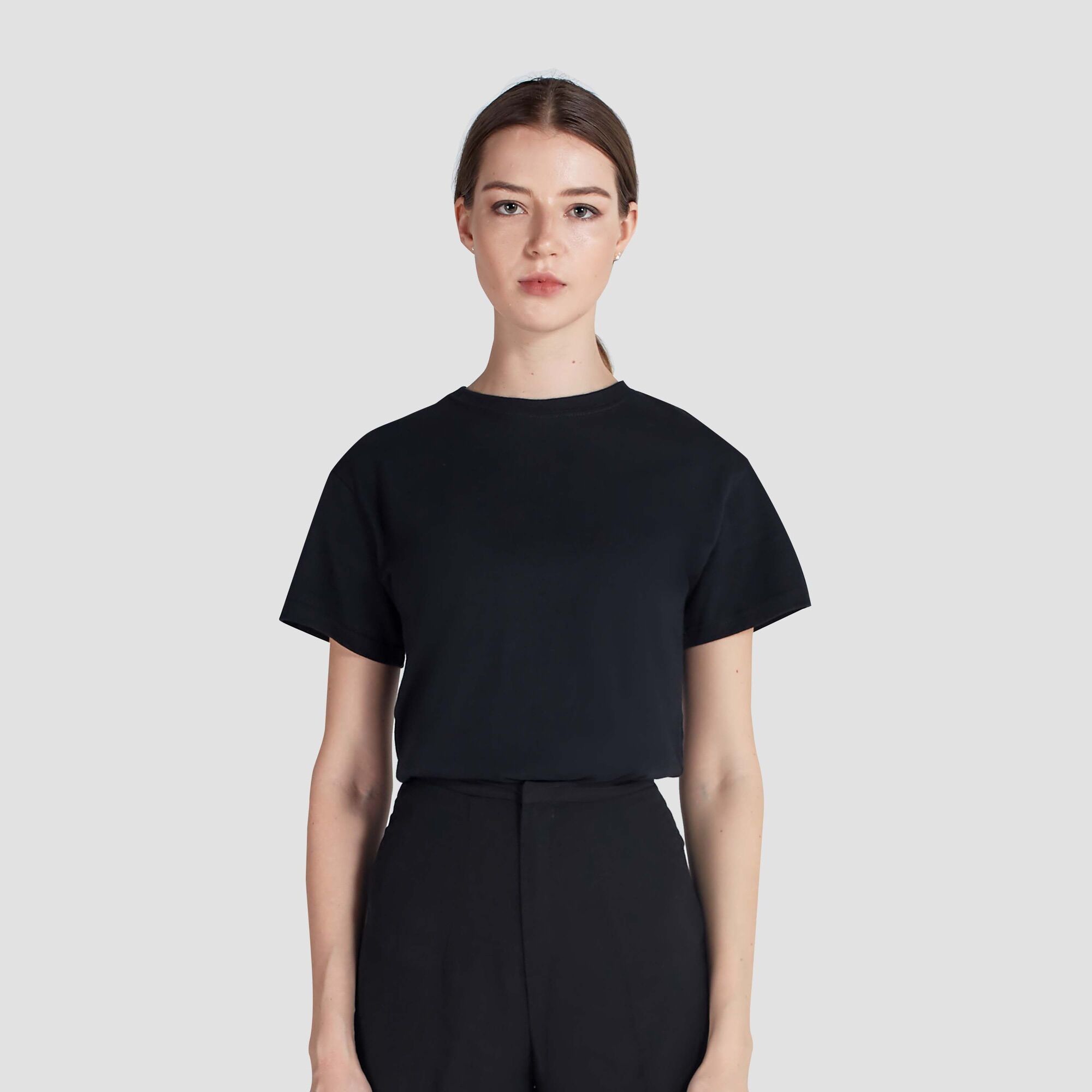 And Above - Áo thun cổ tròn nữ - Basic Tshirt -Màu Trắng/Đen