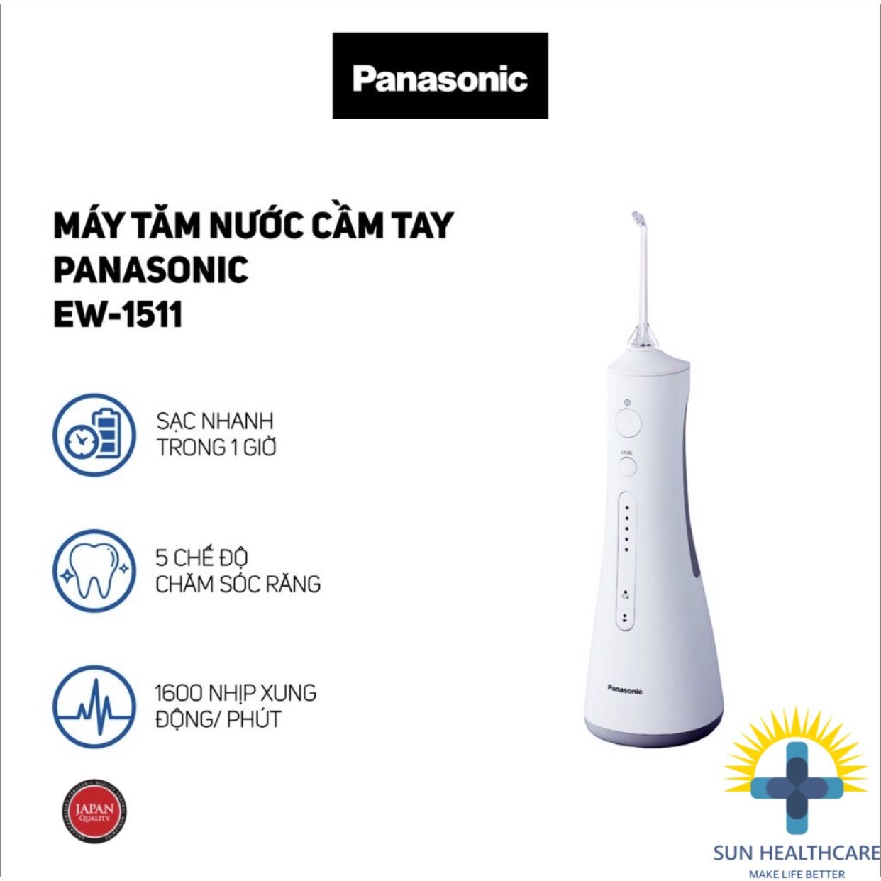 [Bảo hành chính hãng] Máy Tăm Nước Panasonic EW1511 Công Nghệ Siêu Âm - Bảo hành tại Panasonic Việt Nam