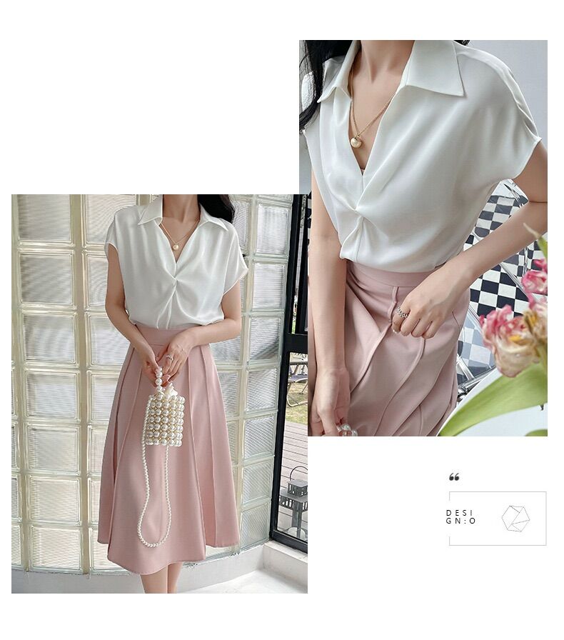 Áo xoắn ngực cổ sơ mi nhiều màu