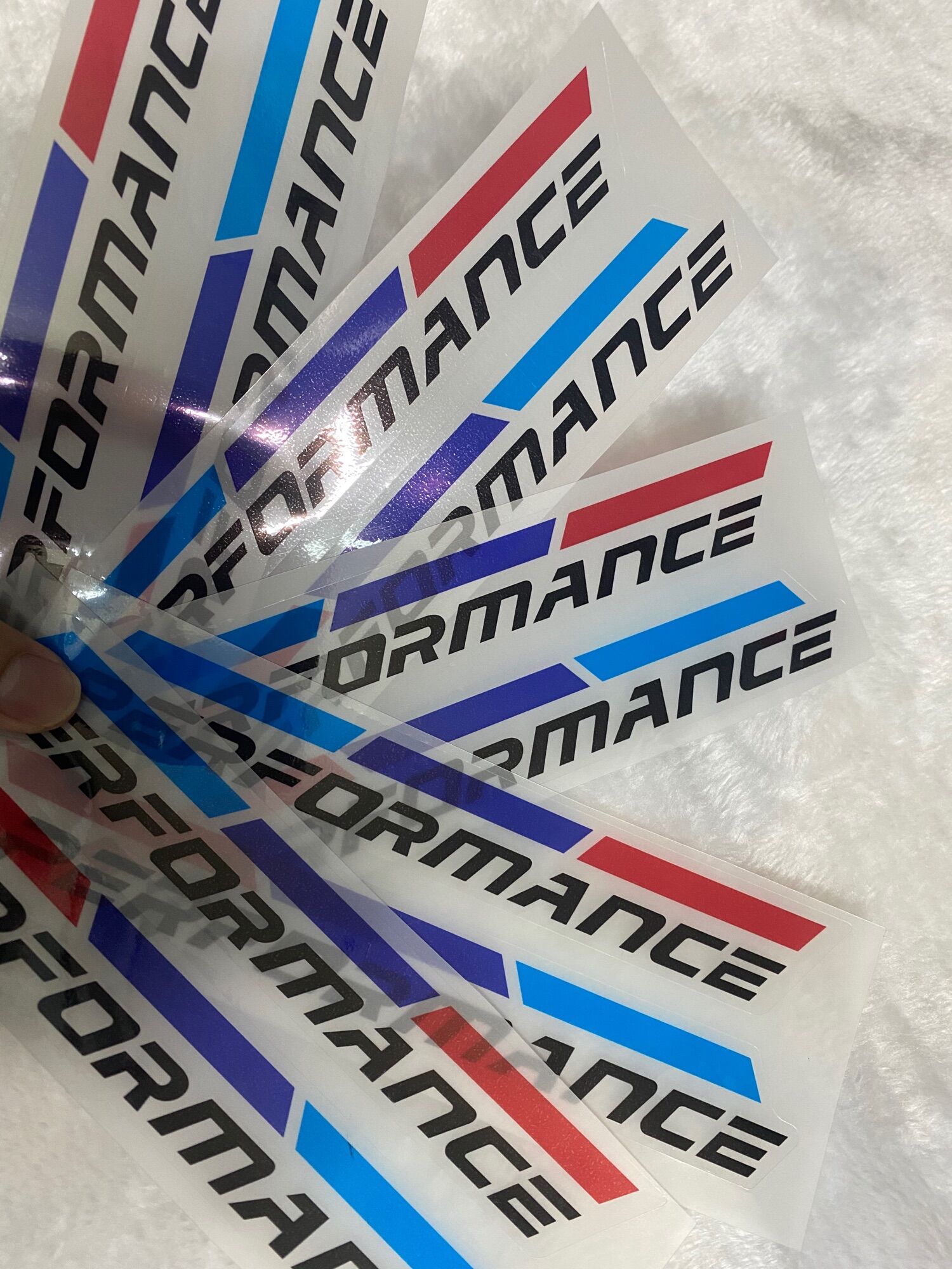 Cặp tem performance xanh xanh đậm đỏ decal siêu trong