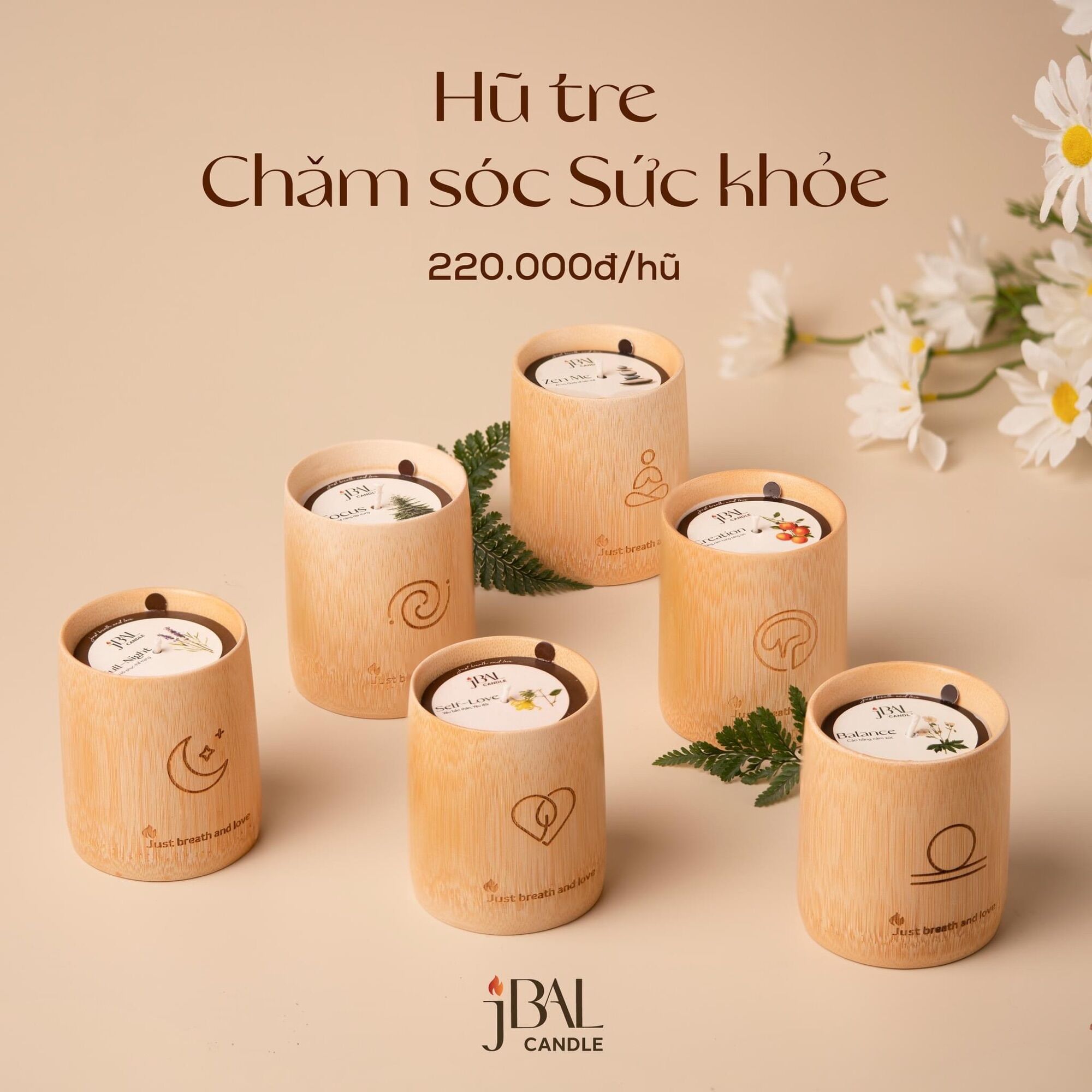Nến Thơm jBAL Hũ Tre 125g