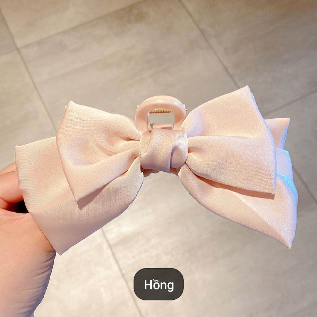 🥑Kẹp gấp tóc nữ phối nơ tiểu thơ dịu dàng, Kẹp nửa đầu cho nữ