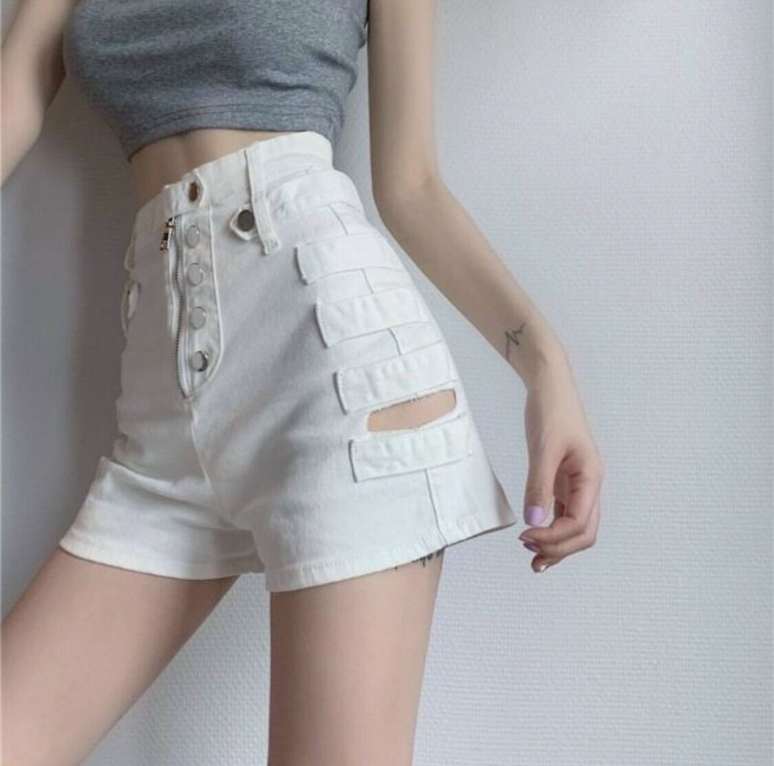 Quần short kaki lưng cao co giãn