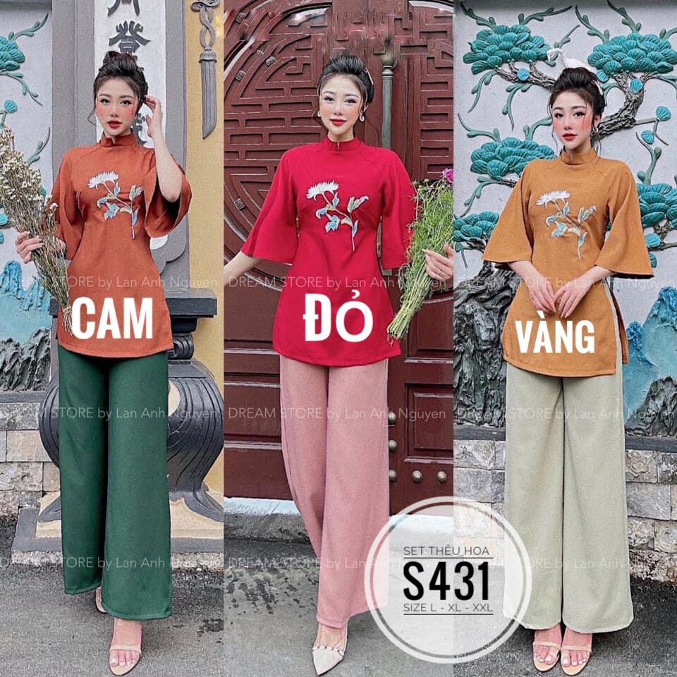 60-90kg Bigsize SET LAM THÊU HOA S431