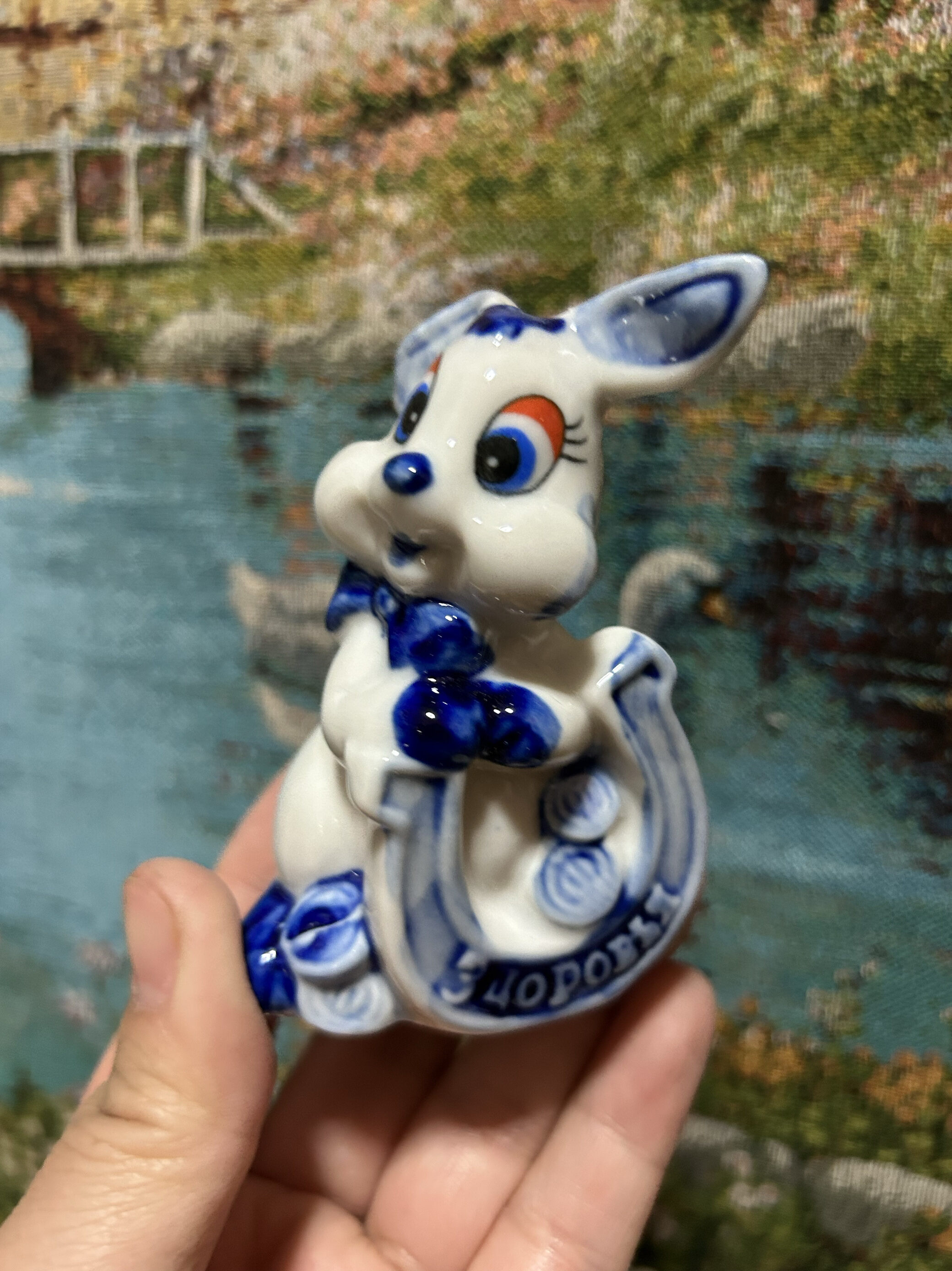 Blue Ceramic Rabbit Money Box Decorative Ornaments Cute Rabbit Scenic Micro Landscape Rabbit Year De