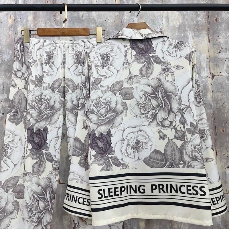 Bộ Pijama Lụa Latin cao cấp Hoạ Tiết Hoa 3D