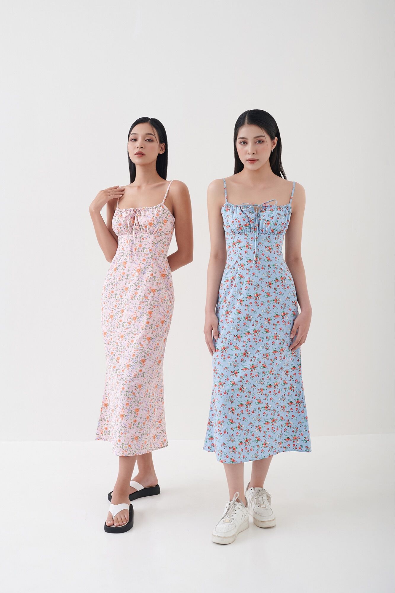 AMEGON Đầm lụa hoa nhí rút ngực FLEUR DRESS
