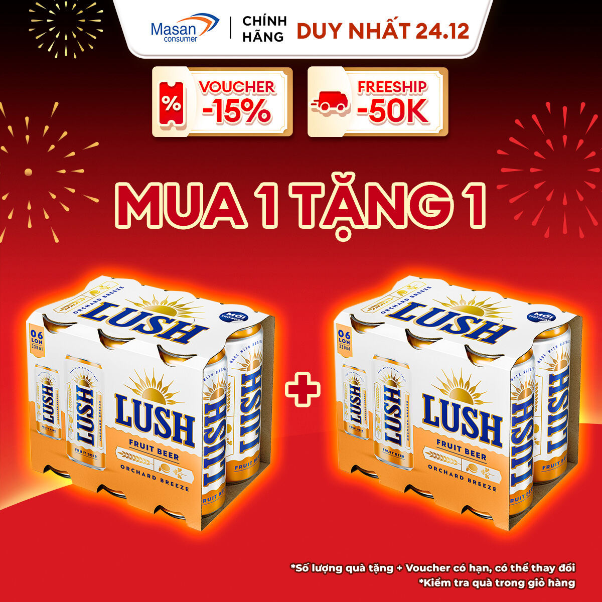 [MUA 1 TẶNG 1 - DATE 12.2024] Bia Lush Orchard Breeze vị Mơ Đào Thơm Dịu - Lốc 6 lon x 330ml (Nồng độ cồn 4%)