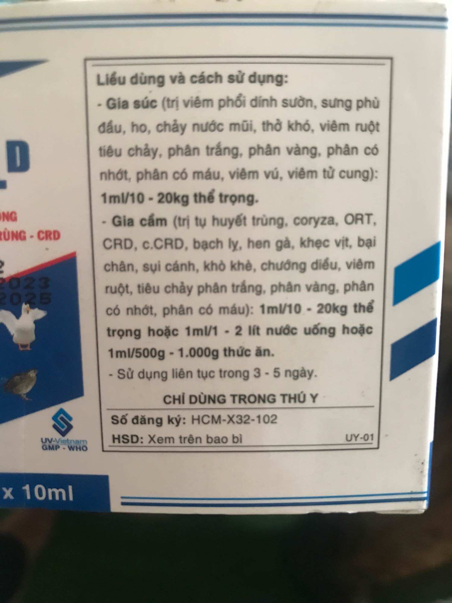 FLOSAL D 10ml hen, khẹc gà vịt