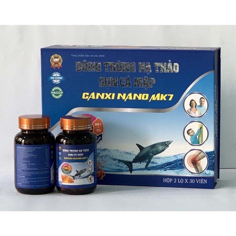 Viên uống Đông trùng hạ thảo Sụn cá mập Canxi nano MK7 - Hộp 2lọ x 30 viên